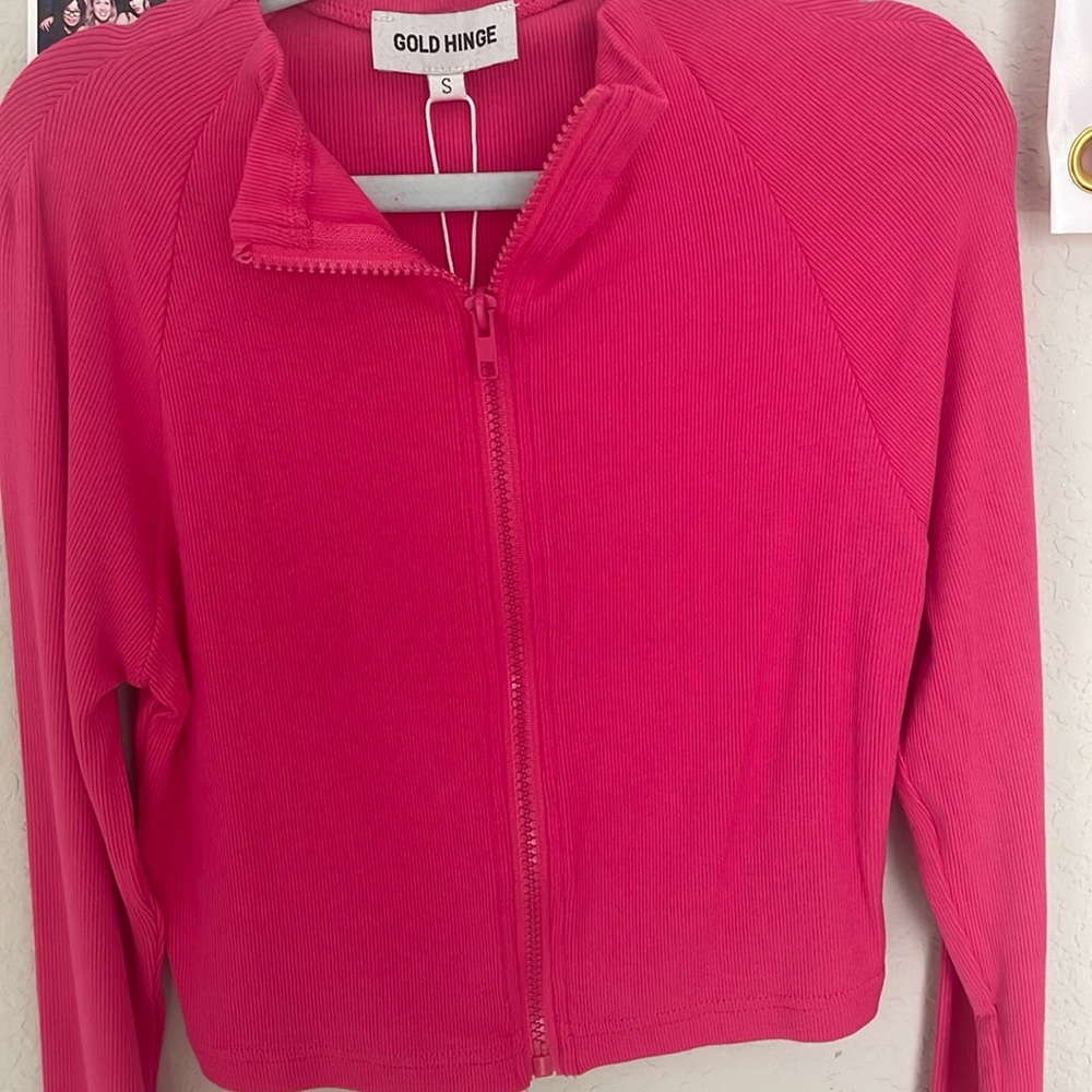 Pink long sleeve gold hinge